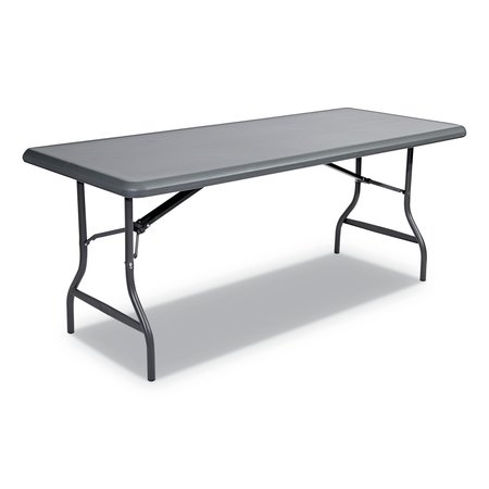 ICEBERG Rectangle Folding Table, 72" W, 30" L, 29" H, Charcoal Top, Blow-Molded High-Density Polyethylene 65227